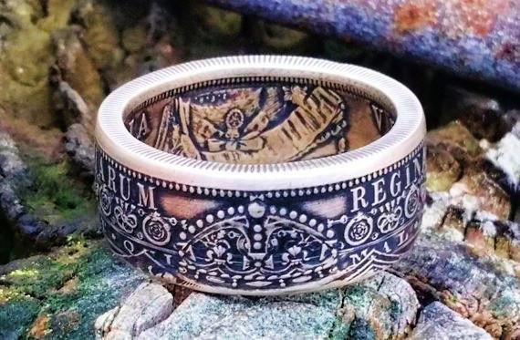 Victoria Sterling Silver British Half Crown Coin Ring